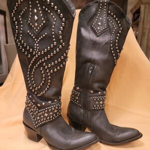 Old Gringo Black Studded Heeled Boots